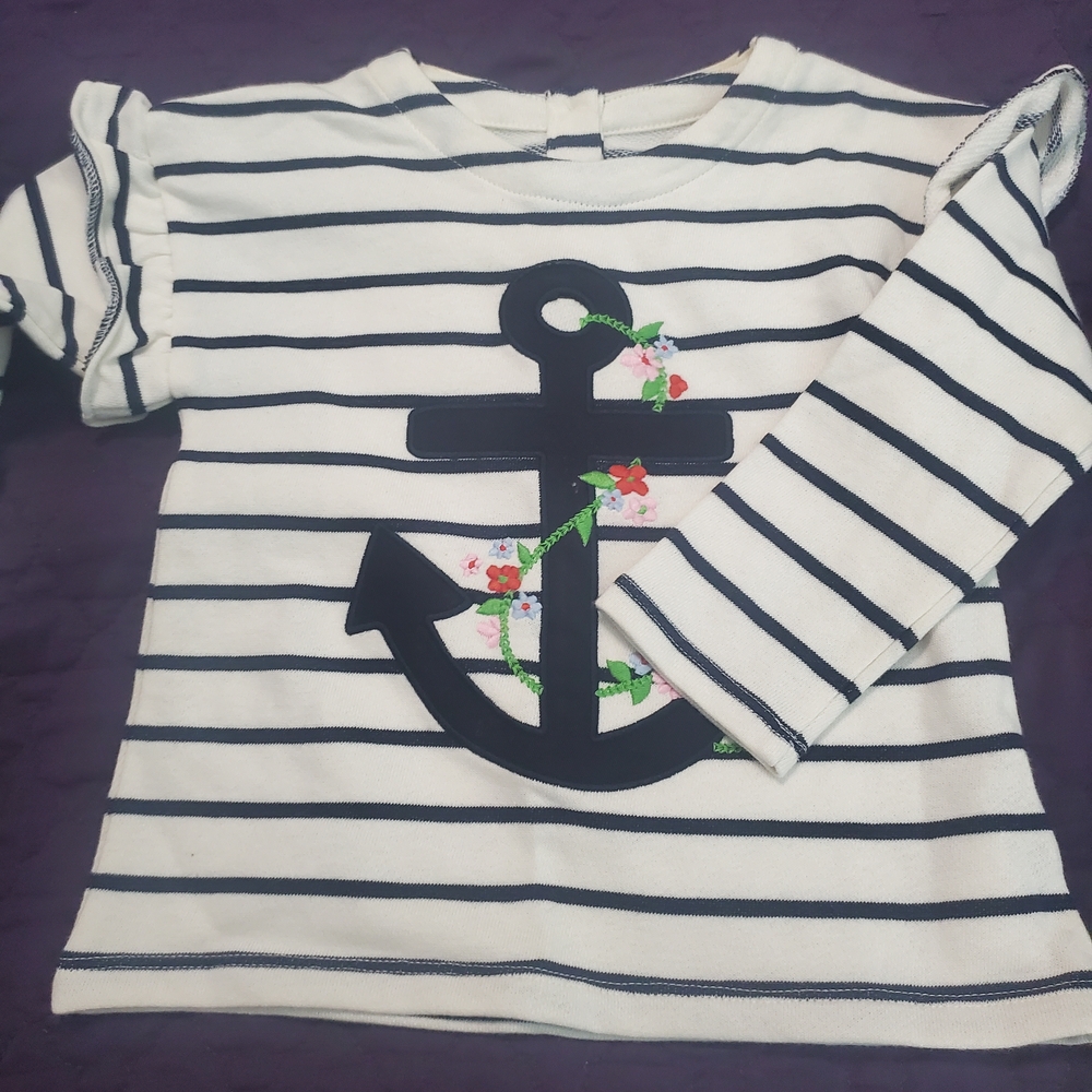GAP Kids Black and White Striped Anchor Sweatshirt